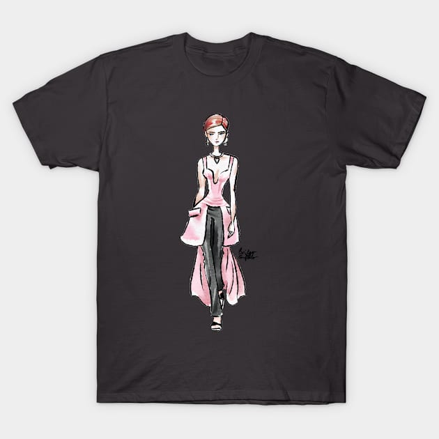 Fashion Illustration - Alexander McQueen Fall 2020 Ready To Wear T-Shirt by BonBonBunny